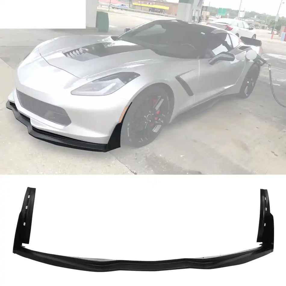 2014-2019 Chevy Corvette C7 Stingray Front Bumper Lip Splitter Unpainted Black / Polyurethane