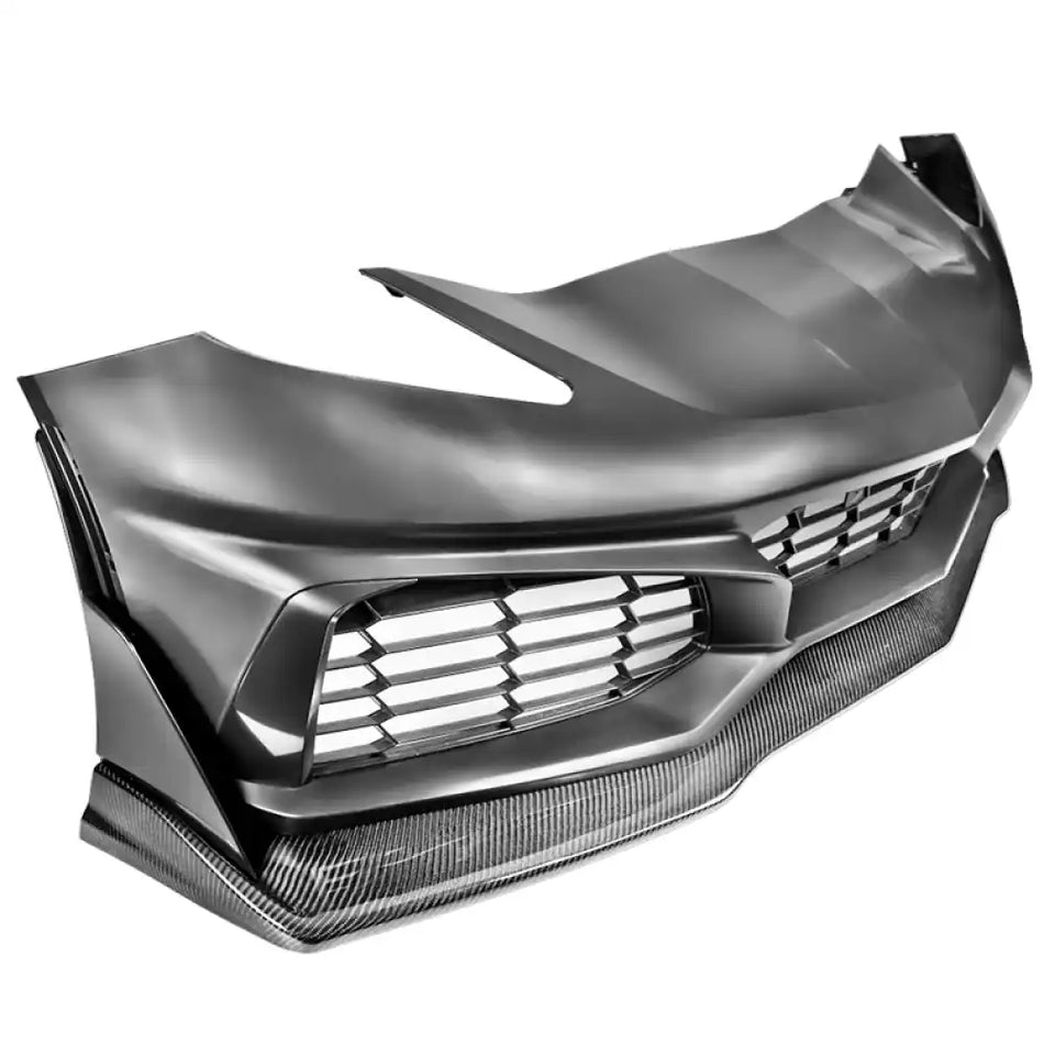 2014-2019 Chevy Corvette C7 ZR1 Style Black Front Bumper + CF Splitter