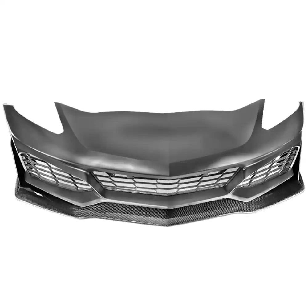2014-2019 Chevy Corvette C7 ZR1 Style Black Front Bumper + CF Splitter