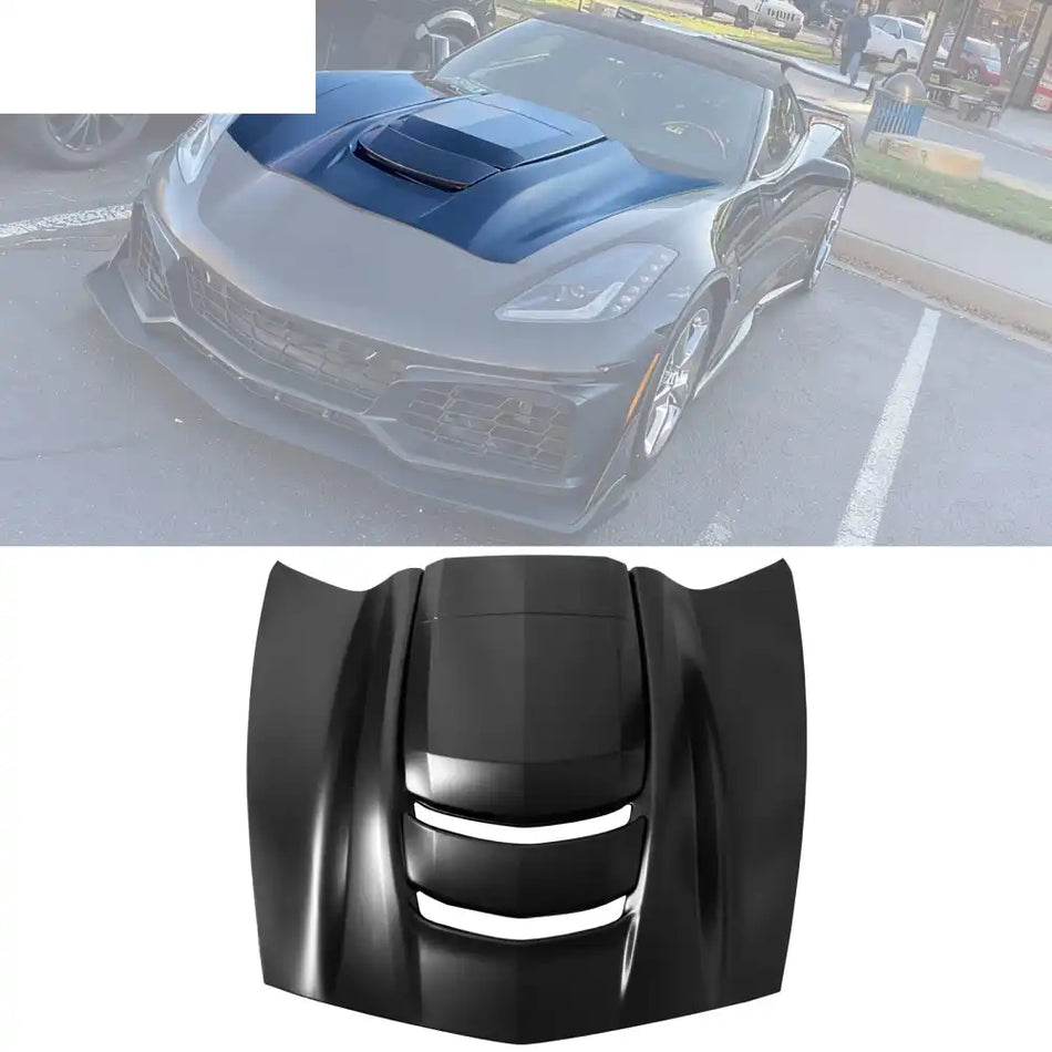 2014-2019 Chevy Corvette C7 ZR1 Style Hood Scoop Vent Black Aluminum