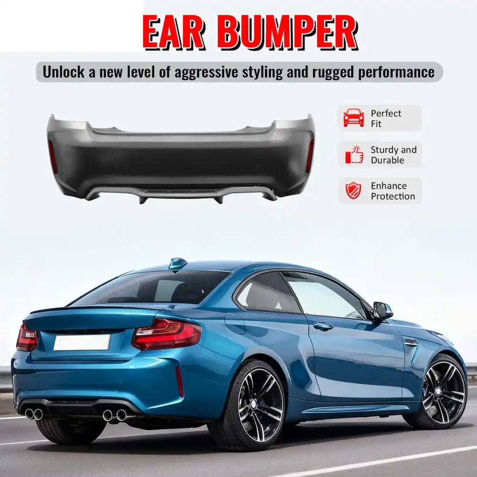 2014-2021 BMW F22 F23 2 Series M2 Style Unpainted Rear Bumper Cover PP Unpainted Black