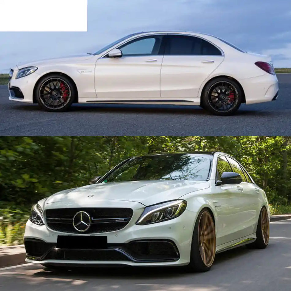 2015-2016 Benz W205 C63 Style Full PDC Front +Rear Bumper + Side Skirts