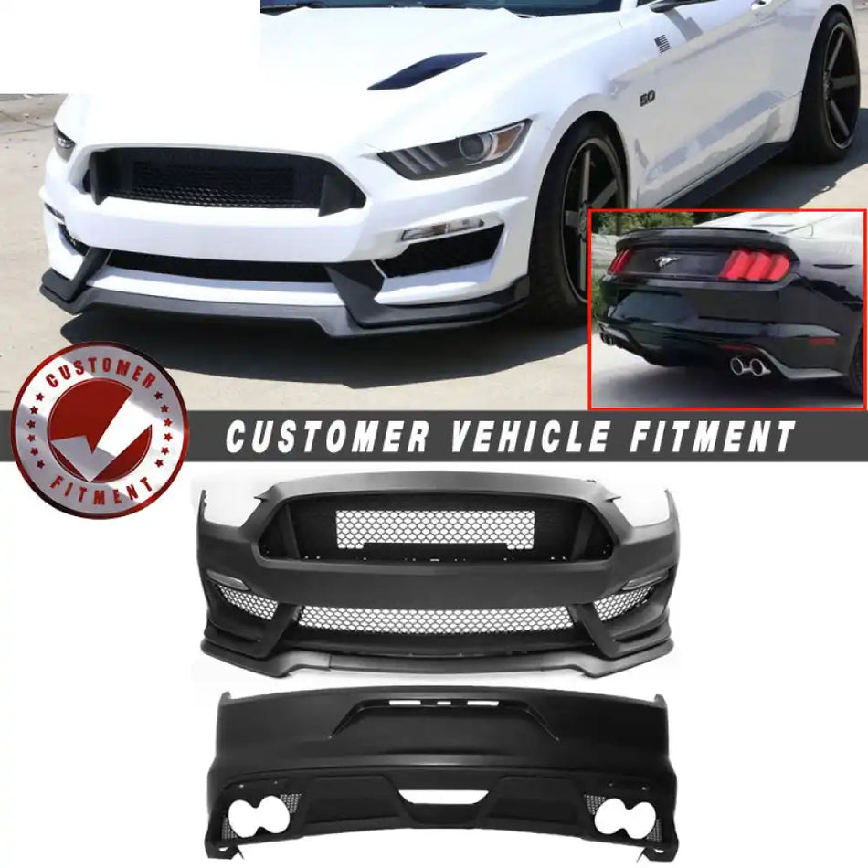 2015-2016 Ford Mustang GT350 Black Front Rear Bumper Conversion PP