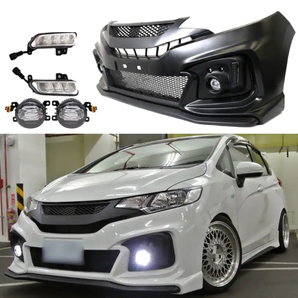 2015-2016 Honda Fit GK5 Jazz Front Bumper Conversion DLR Foglight PP
