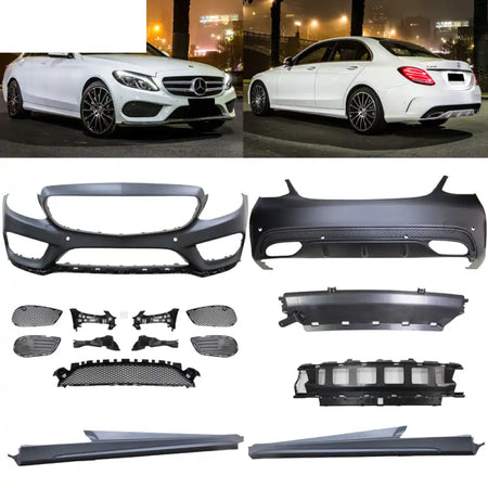 2015-2017 Benz W205 C Class W/ PDC Front + Rear Bumper + Side Skirts