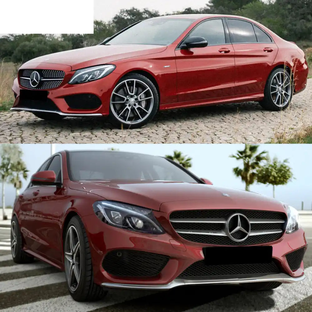 2015-2017 Benz W205 C Class W/ PDC Front + Rear Bumper + Side Skirts