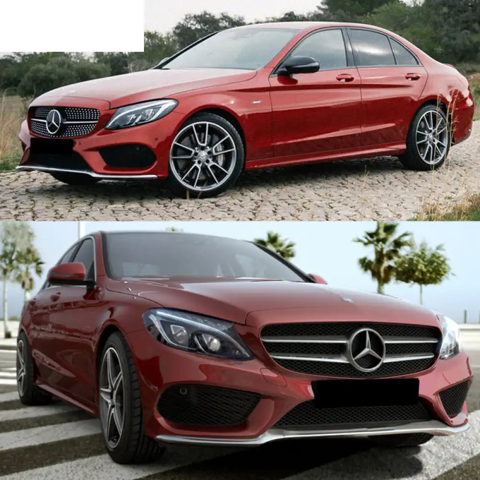 2015-2017 Benz W205 C Class W/ PDC Front + Rear Bumper + Side Skirts
