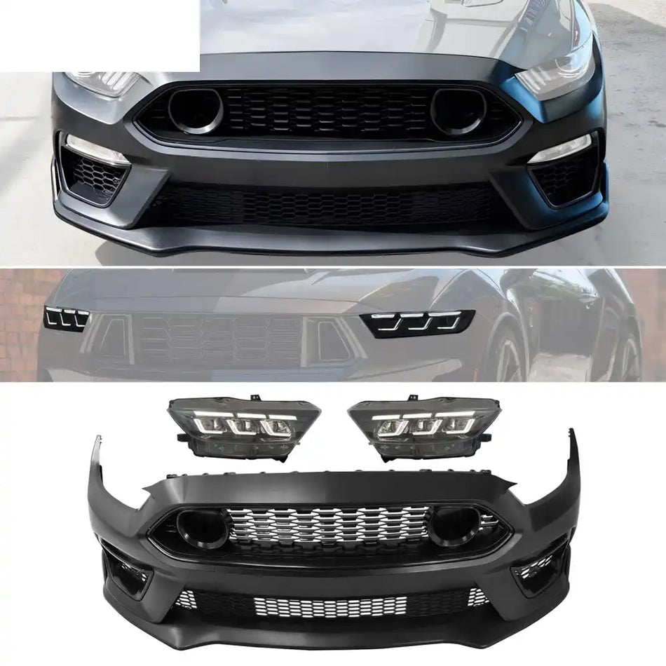 2015-2017 Ford Mustang Front Bumper Conversion W/ Headlights Grille PP