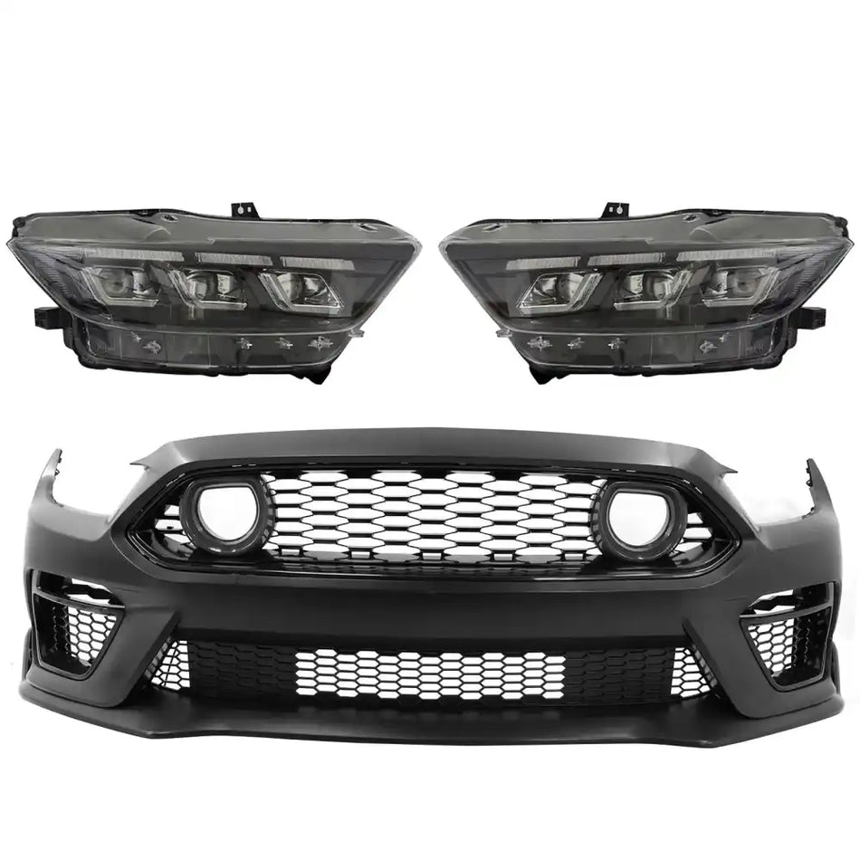 2015-2017 Ford Mustang Front Bumper Cover W/ LED Grilles Headlights