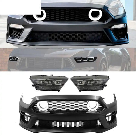 2015-2017 Ford Mustang Front Bumper Cover W/ LED Grilles Headlights