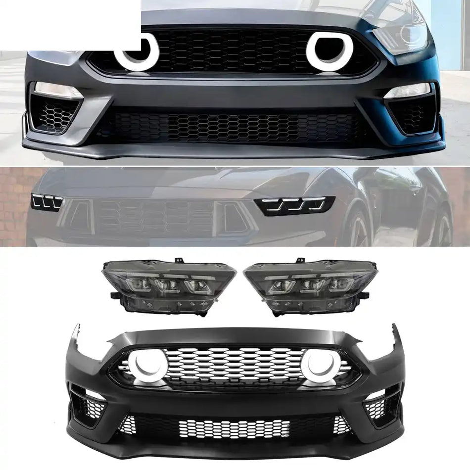 2015-2017 Ford Mustang Front Bumper Cover W/ LED Grilles Headlights