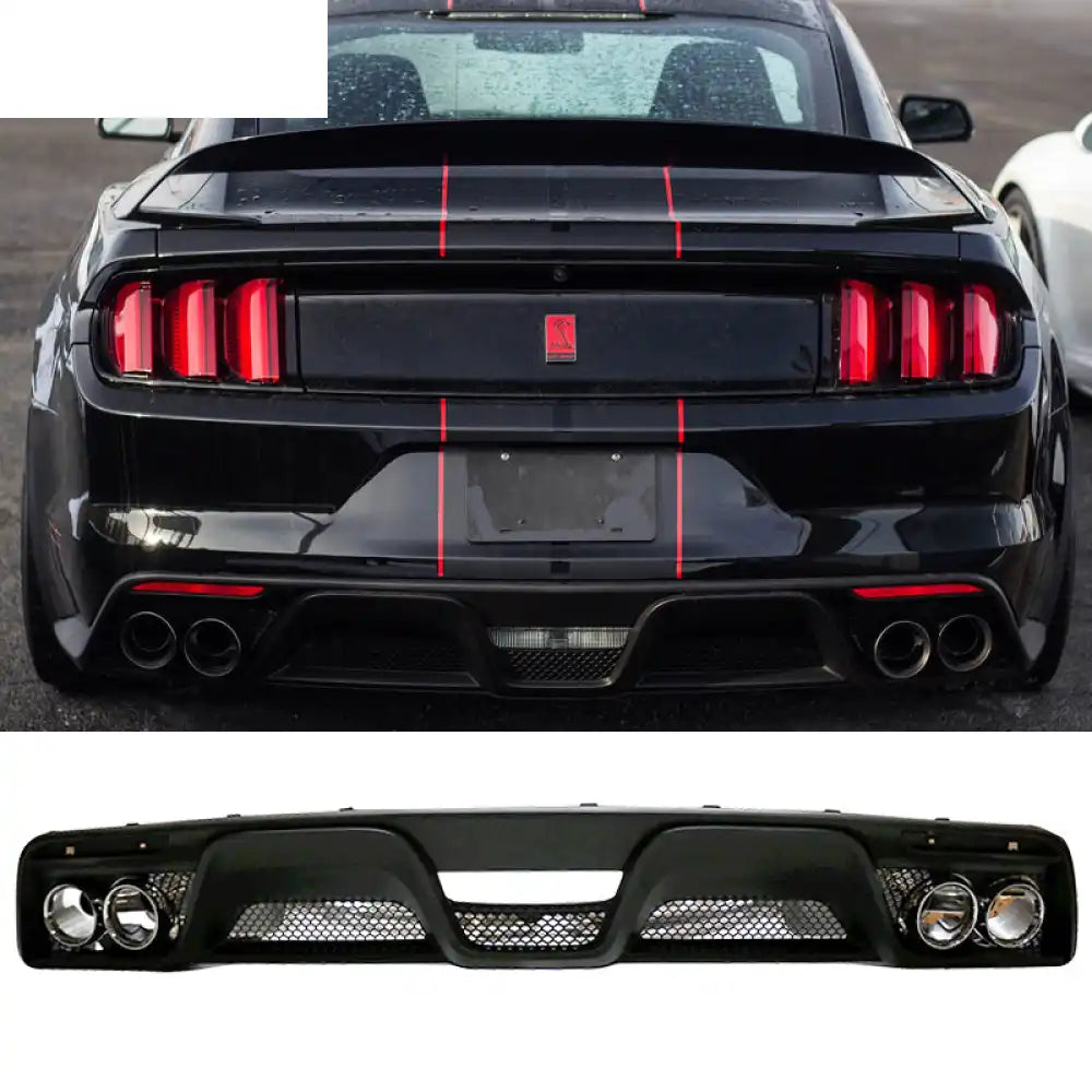 2015-2017 Ford Mustang Front Bumper Rear Diffuser & Dual Trunk Spoiler