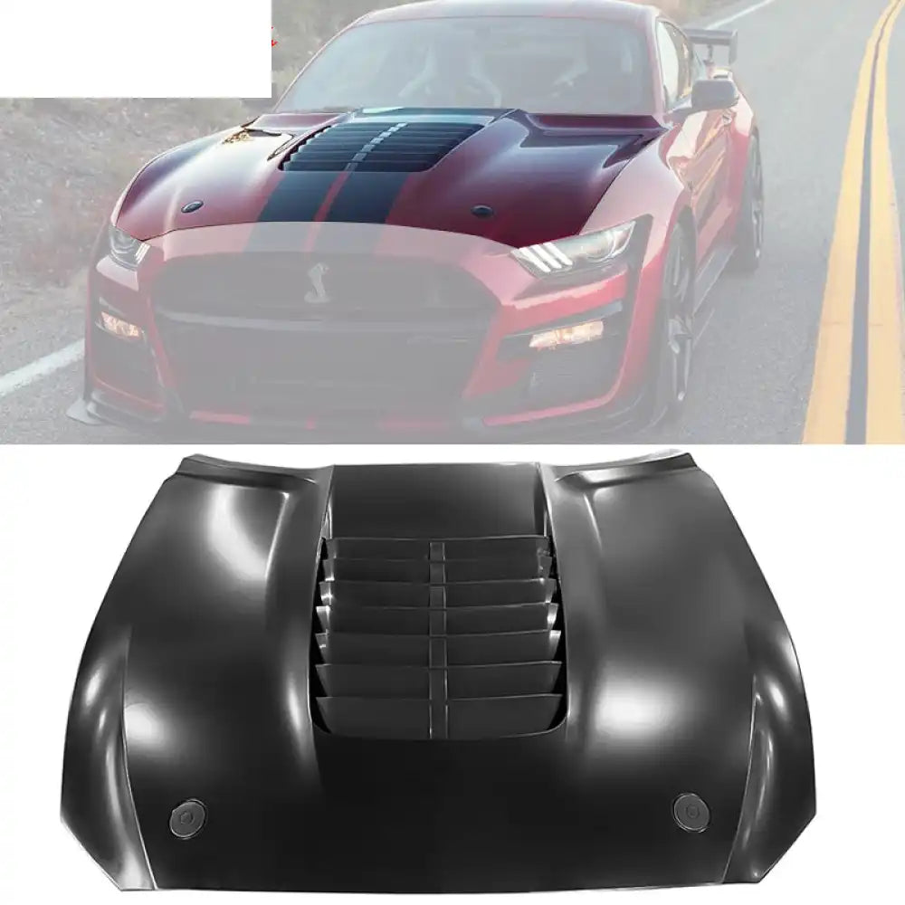 2015-2017 Ford Mustang Hood GT500 Style Black Car Hood Cover Aluminum