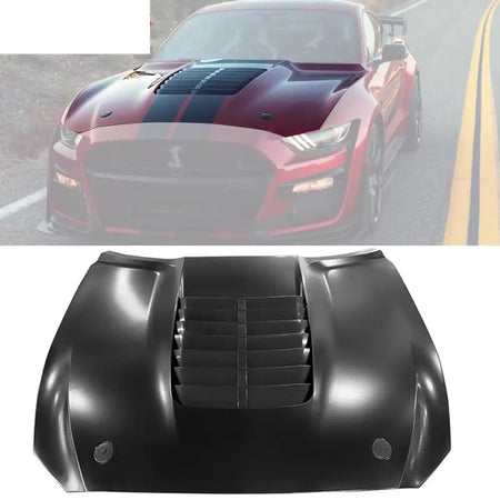 2015-2017 Ford Mustang Hood GT500 Style Black Car Hood Cover Aluminum