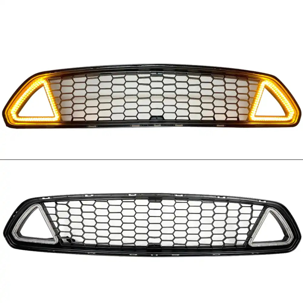 2015-2017 Ford Mustang Unpainted Front Hood Upper Grille w/ LED Lights