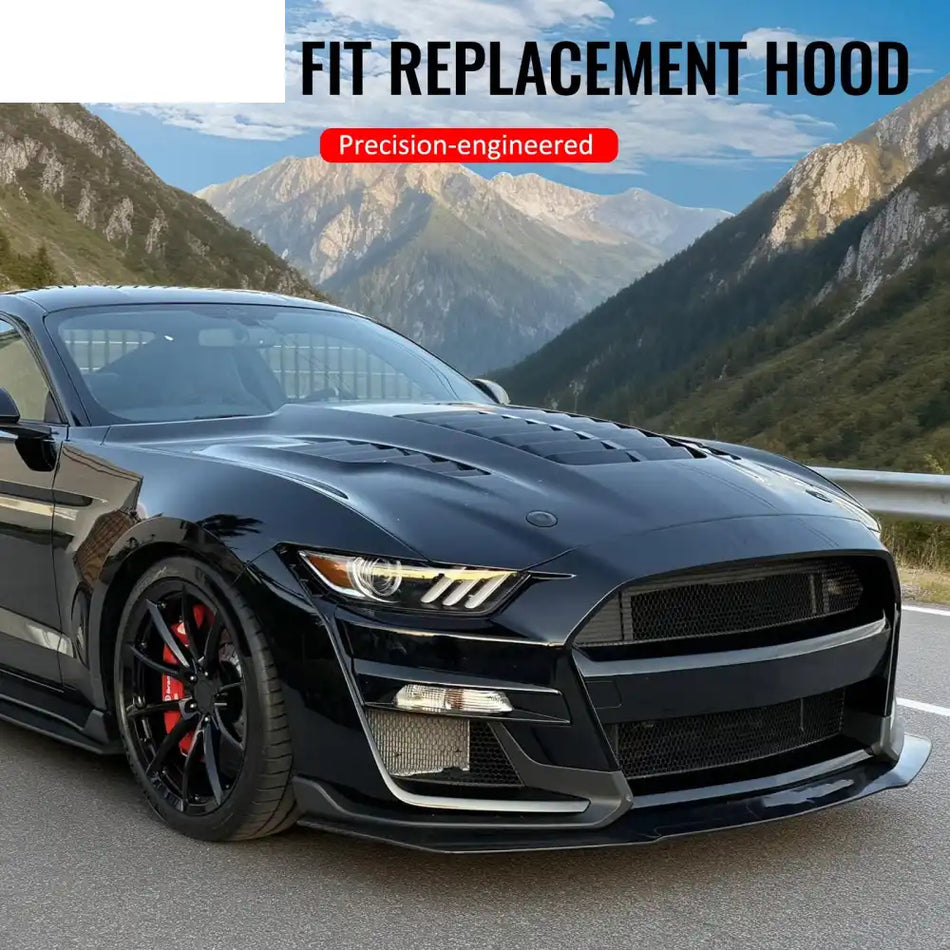 2015-2017 Ford Mustang V6/GT/GT350 GT500KR Style Front Hood Aluminum