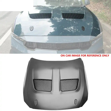 2015-2017 Ford Mustang V6/GT/GT350 GTD Style Front Hood Black Aluminum