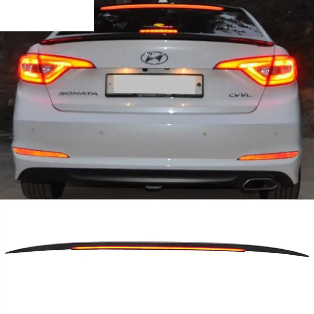 2015-2017 Hyundai Sonata Painted ABS Roof Spoiler W/ LED Light Bar Painted Glossy Black
