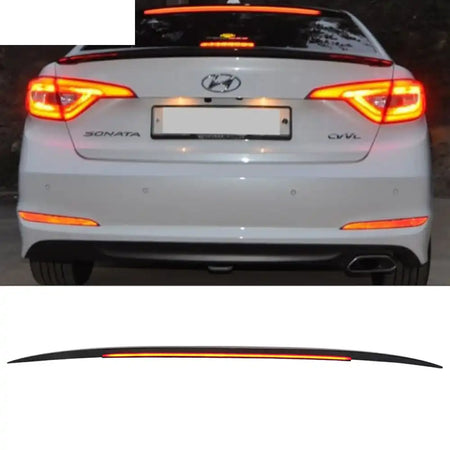 2015-2017 Hyundai Sonata Painted ABS Roof Spoiler W/ LED Light Bar Painted Glossy Black