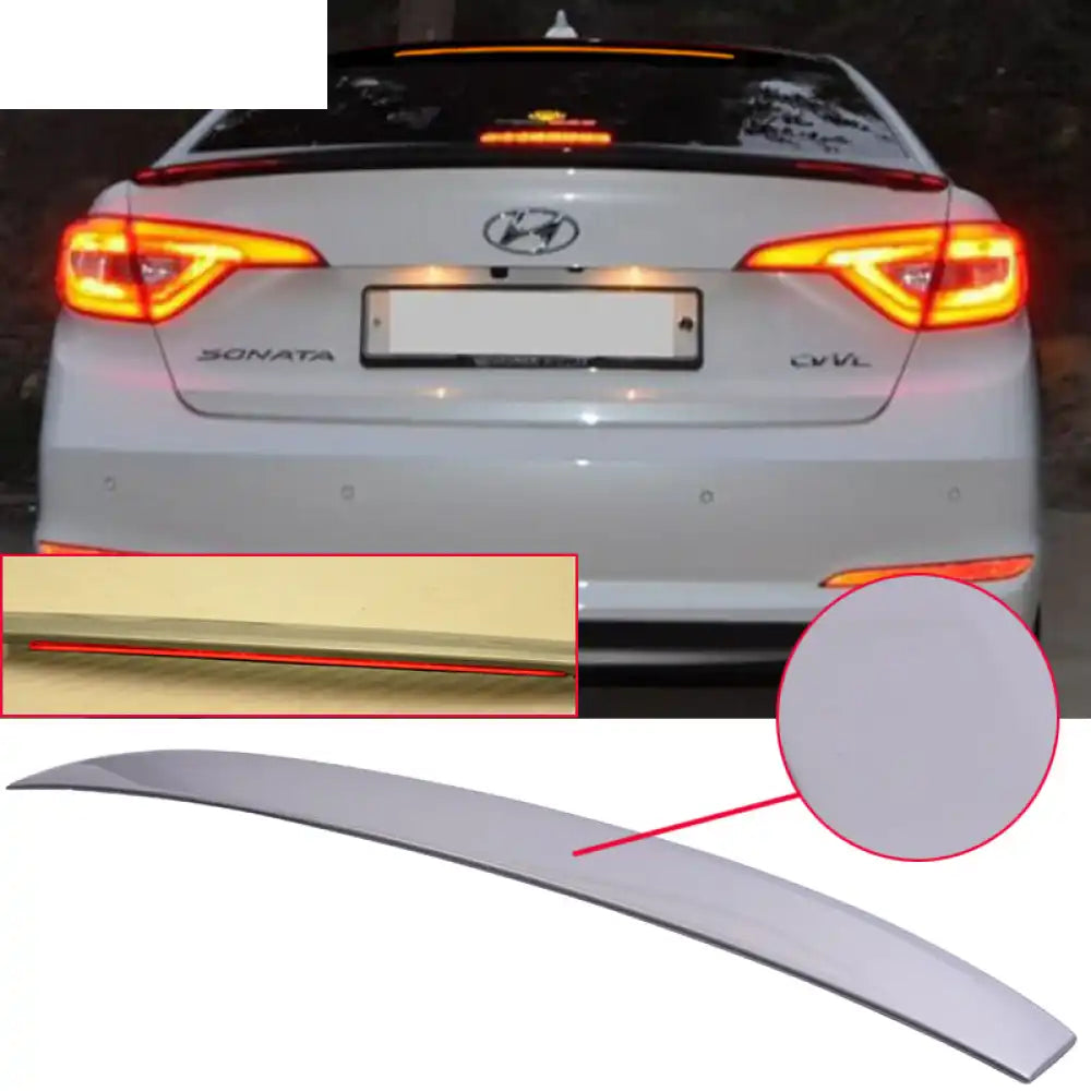 2015-2017 Hyundai Sonata Painted ABS Roof Spoiler W/ LED Light Bar Painted Shale Gray Metallic (Color Code # V8S)