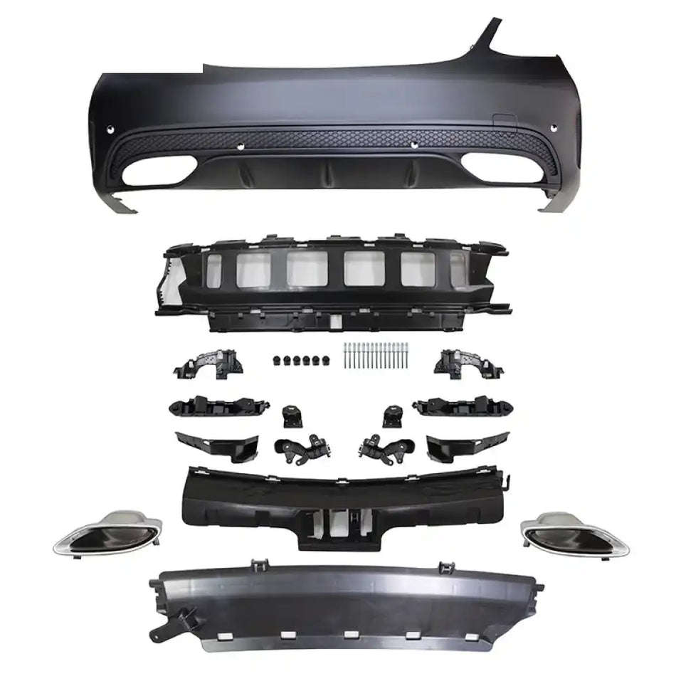 2015-2018 Benz C-Class W205 Rear Bumper with Diffuser Muffler Tip PP