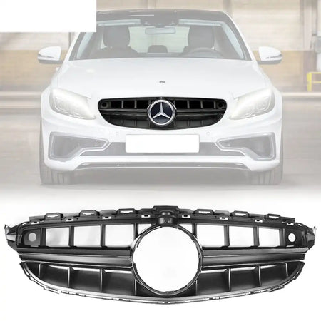 2015-2018 Mercedes-Benz W205 Vertical Black Front Grille W Camera Hole