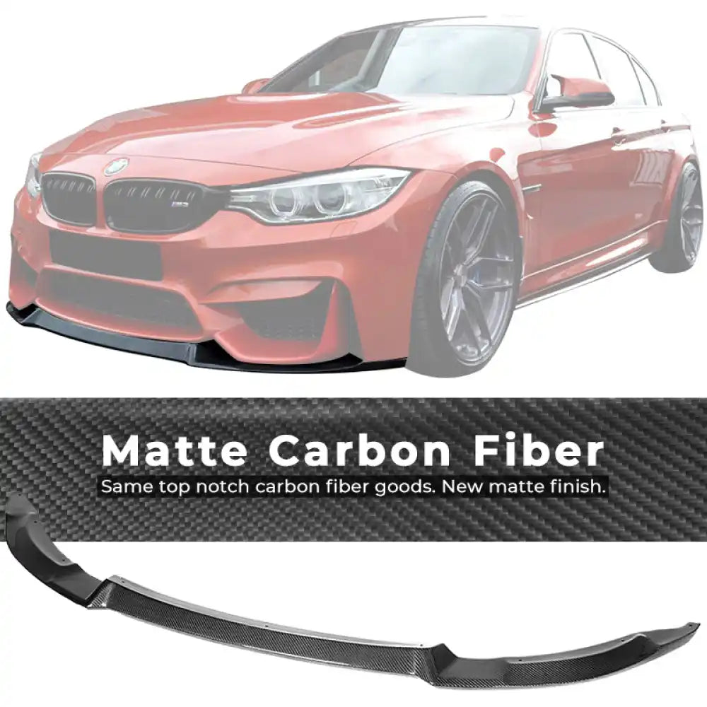 2015-2020 BMW F80 M3 F82 F83 M4 CS Style Front Bumper Lip Carbon Fiber Matte Carbon Fiber