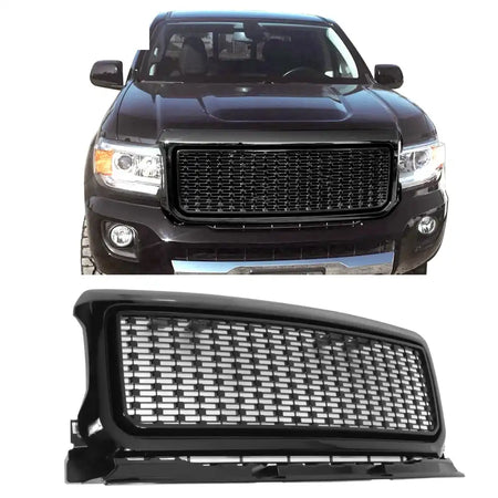 2015-2020 GMC Canyon Denali Style Front Bumper Hood Grille Guard Grill Bright Black
