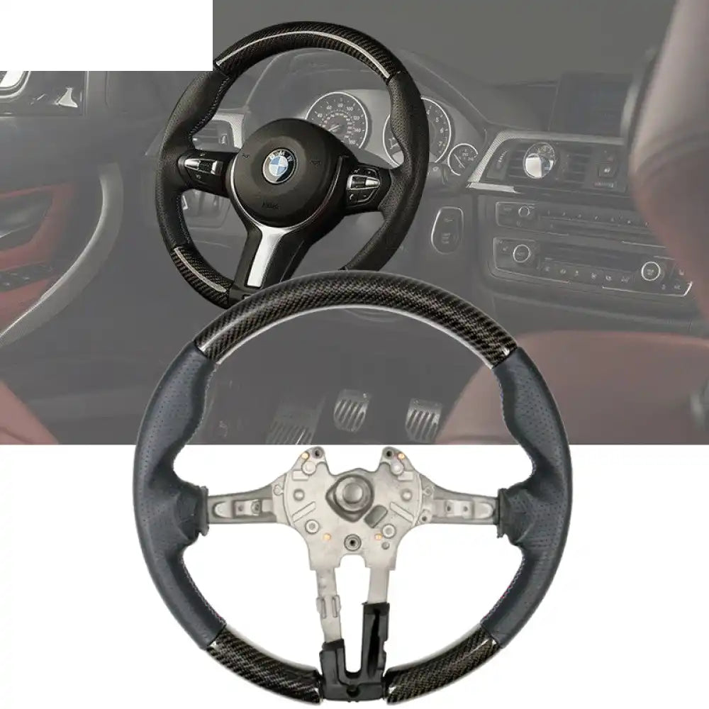 2015-2021 BMW Steering Wheel Carbon Fiber CF + Perforated Leather