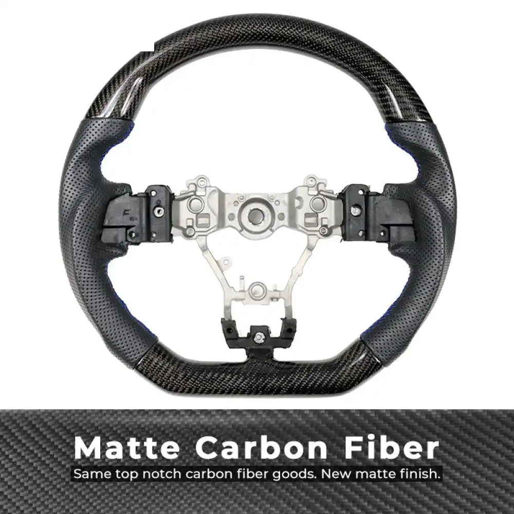 2015-2021 Subaru WRX STI Steering Wheel Matte CF + Perforated Leather