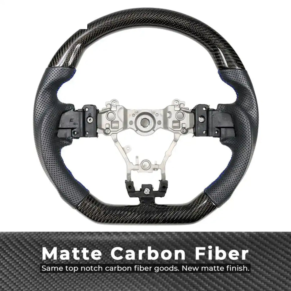 2015-2021 Subaru WRX STI Steering Wheel Matte CF + Perforated Leather