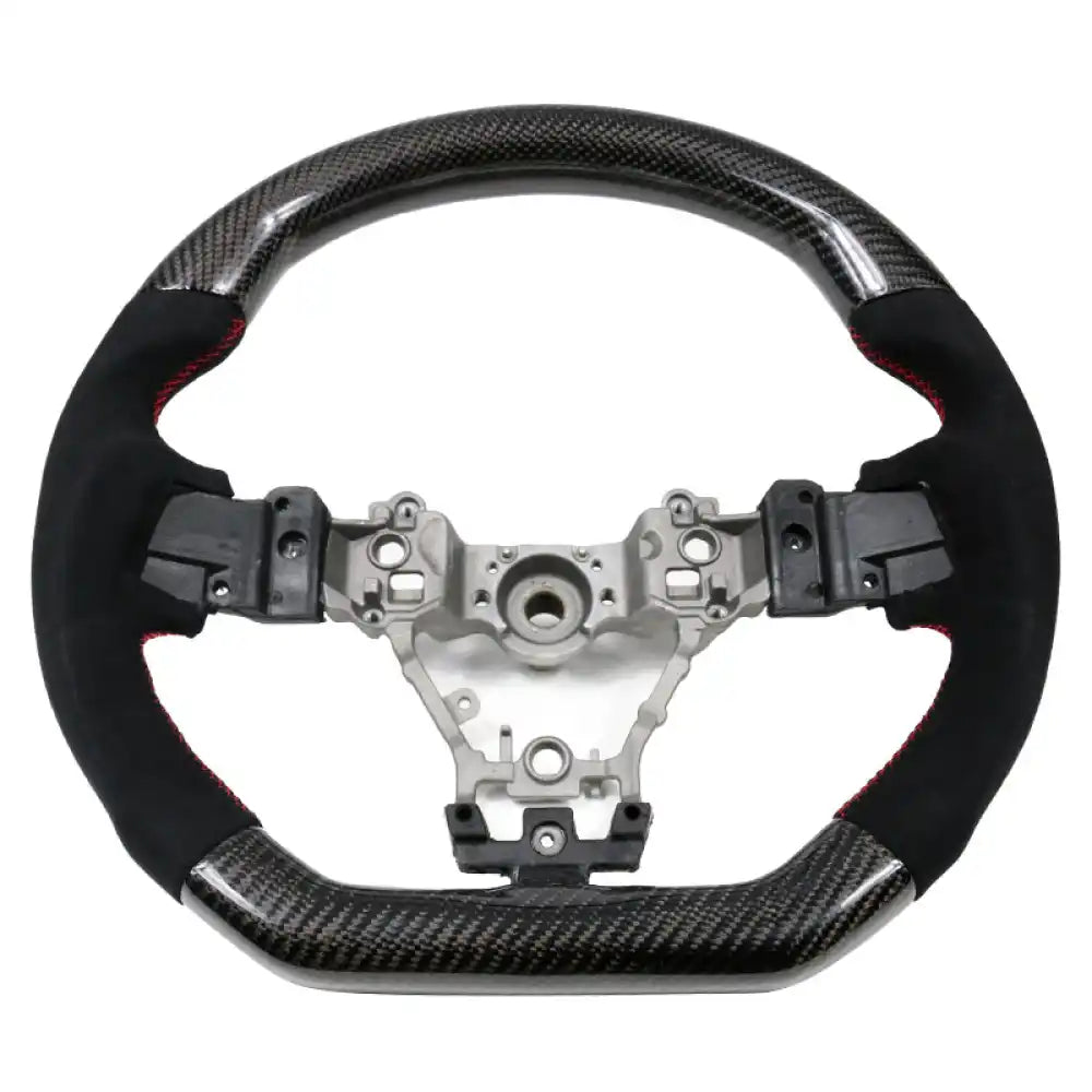 2015-2021 Subaru WRX STI Steering Wheel Red Stitch Matte CF Synthetic Suede