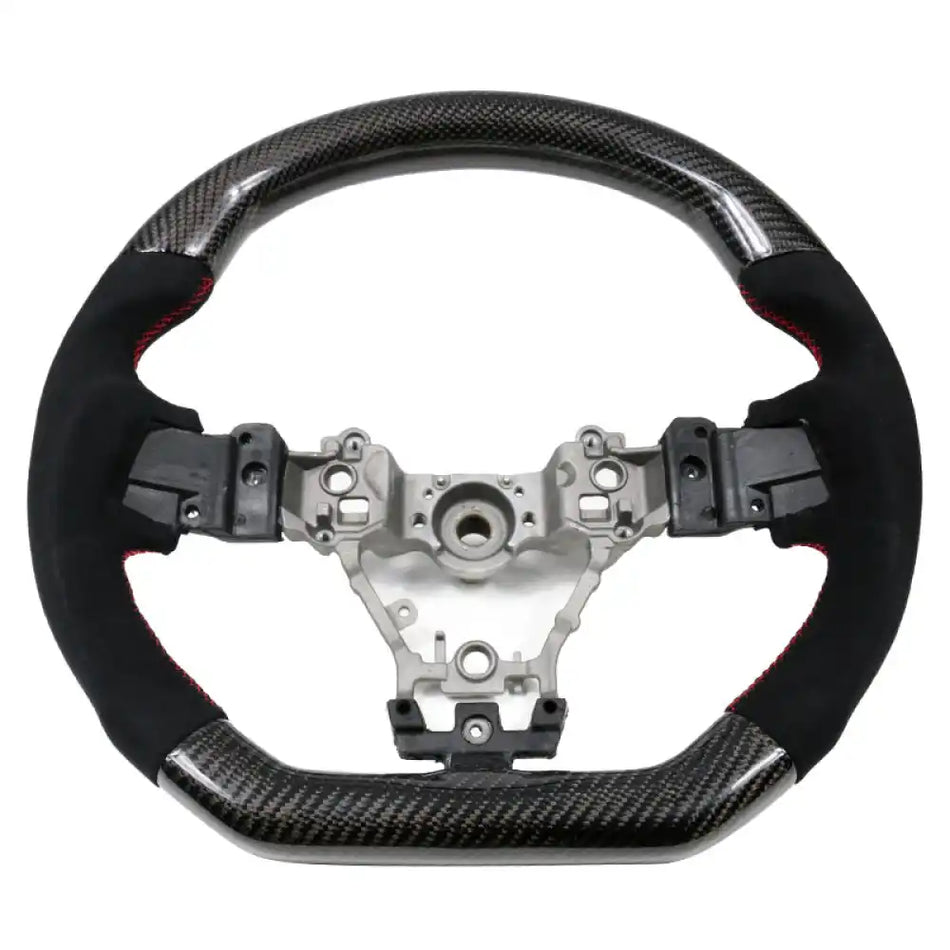 2015-2021 Subaru WRX STI Steering Wheel Red Stitch Matte CF Synthetic Suede