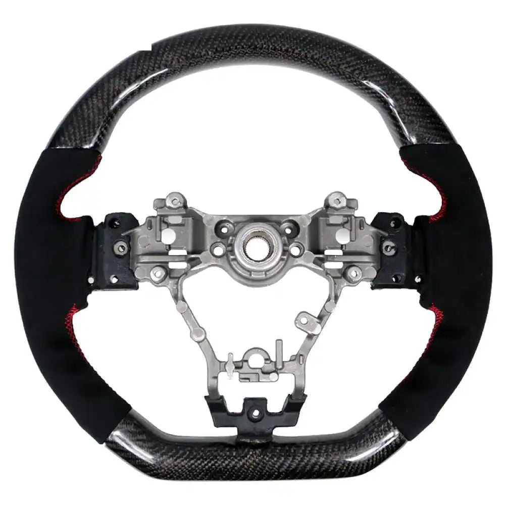 2015-2021 Subaru WRX STI Steering Wheel Red Stitch Matte CF Synthetic Suede