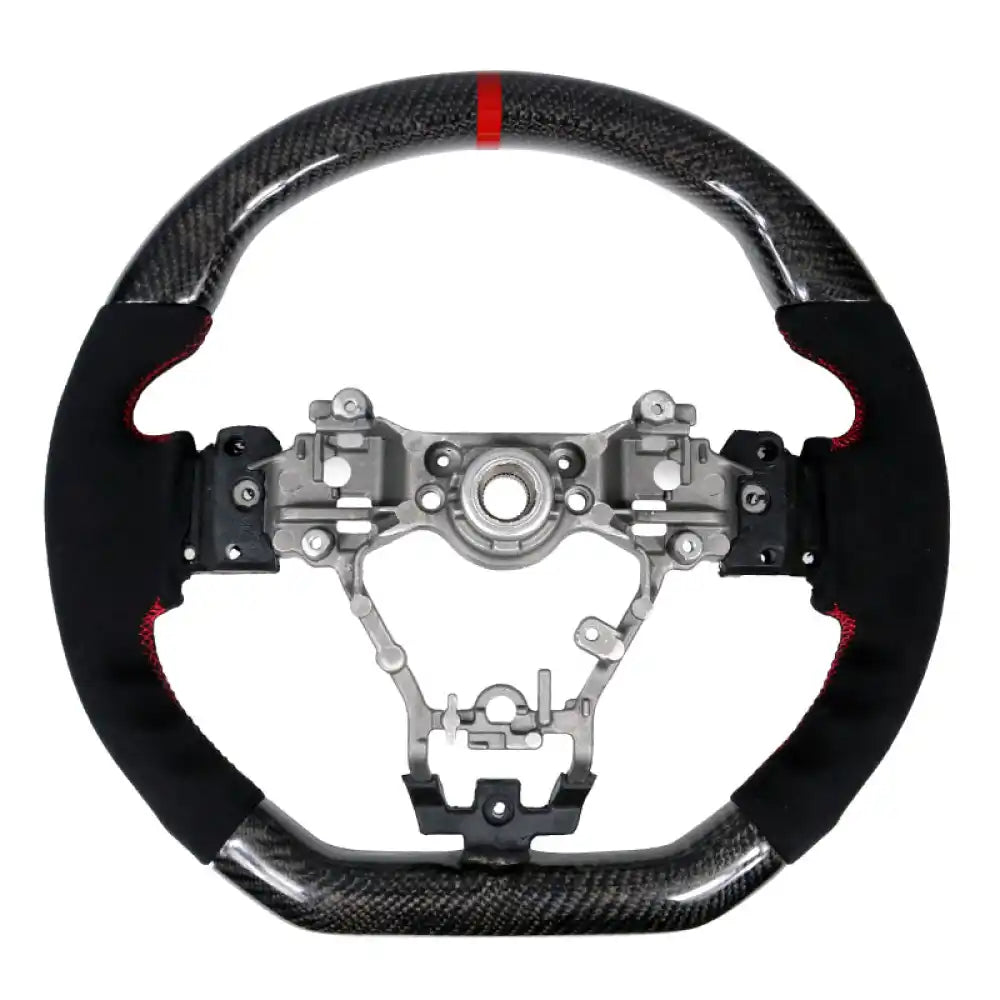 2015-2021ÃÂ Subaru WRX STI Steering Wheel Red Stitch Line CF Alcantara