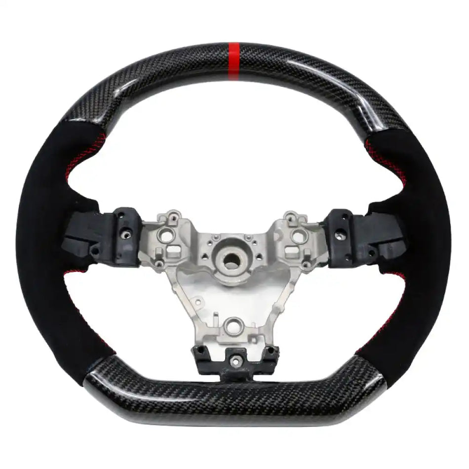 2015-2021ÃÂ Subaru WRX STI Steering Wheel Red Stitch Line CF Alcantara