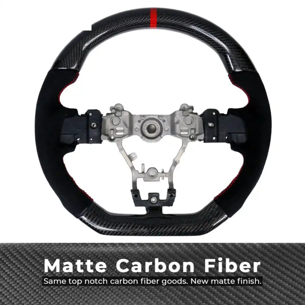 2015-2021ÃÂ Subaru WRX STI Steering Wheel Red Stitch Line CF Alcantara