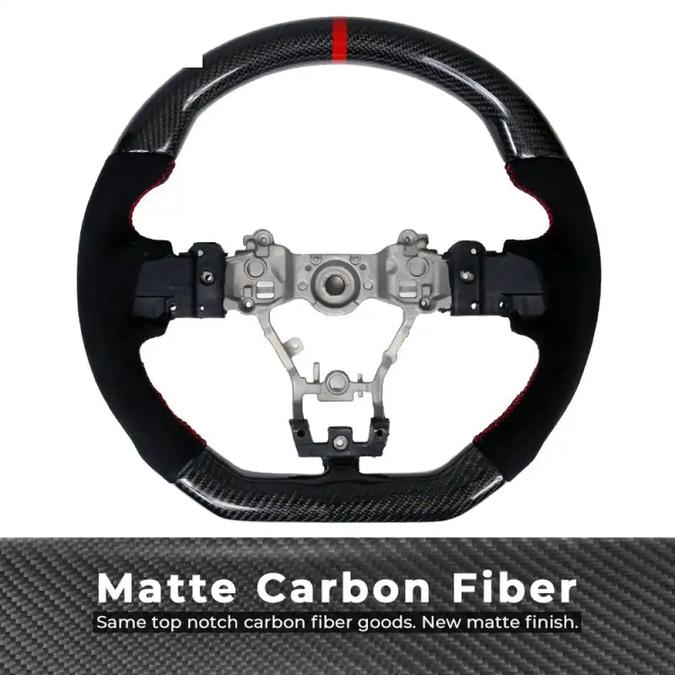 2015-2021ÃÂ Subaru WRX STI Steering Wheel Red Stitch Line CF Alcantara