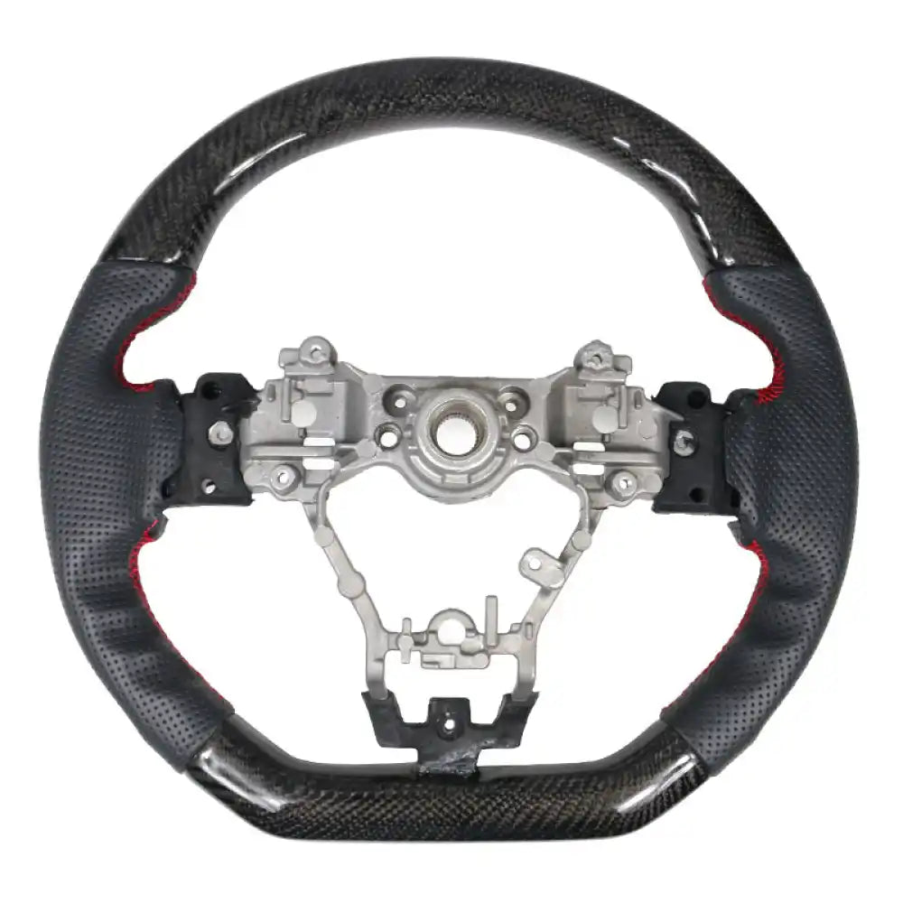 2015-2021ÃÂ WRX & STI CF Perforated Leather Red Stitch Steering Wheel