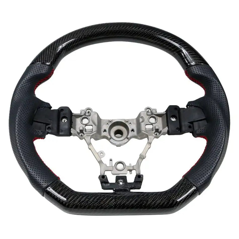2015-2021ÃÂ WRX & STI CF Perforated Leather Red Stitch Steering Wheel