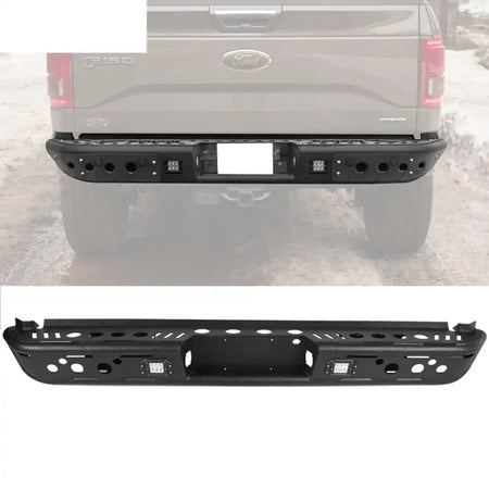 2015-2022 Ford F150 Textured Black Rear Bumper Guard LED Lights Lamp