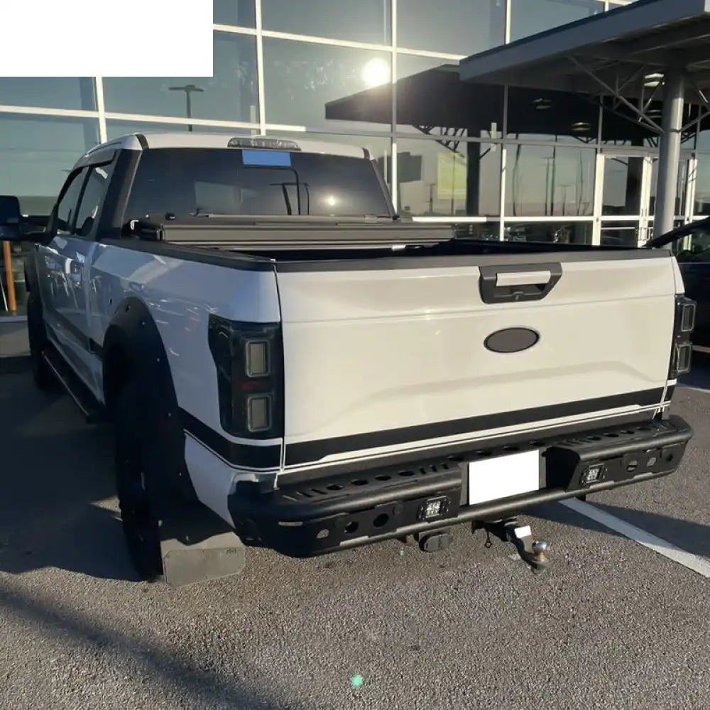 2015-2022 Ford F150 Textured Black Rear Bumper Guard LED Lights Lamp
