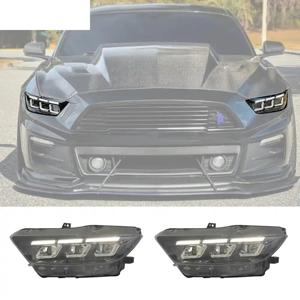 2015-2022 Ford Mustang Shelby 2024 Style Front Bumper Head Lights Lamp