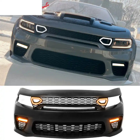 2015-2023 Charger IKON Matte Black Front Rear Bumper Covers LED Grille
