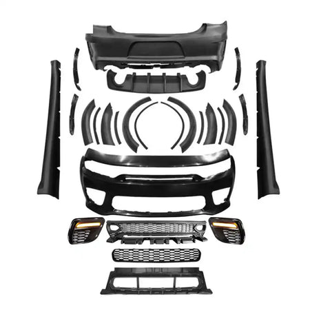 2015-2023 Charger IKON Matte Black Front Rear Bumper Covers LED PP Matte Black