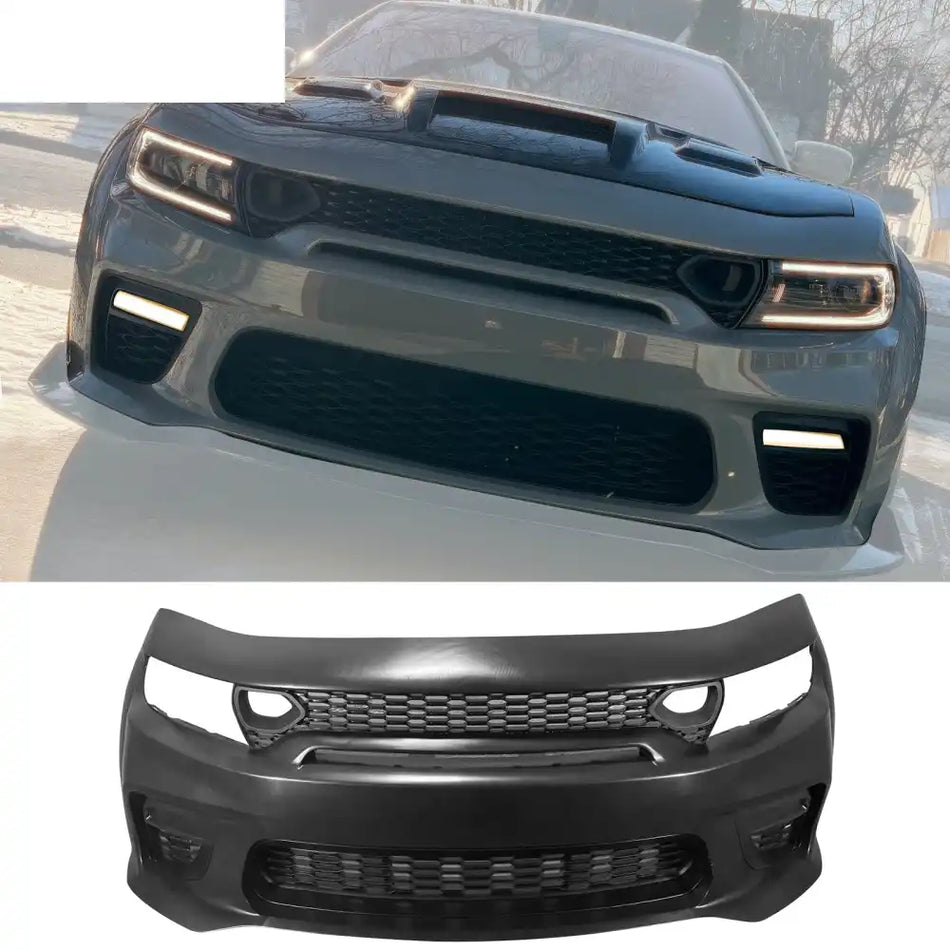 2015-2023 Charger IKON Matte Black Front Rear Bumper Covers LED PP Matte Black