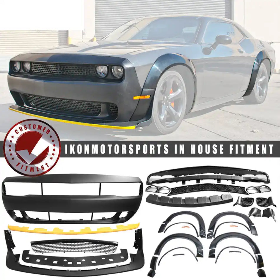 2015-2023 Dodge Challenger Front Full Bumper & Lip + Fender Flares PP