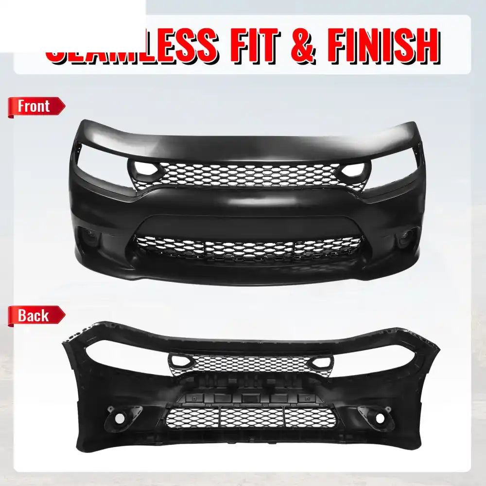 2015-2023 Dodge Charger 19 SRT Hellcat Front Bumper Cover W/Fog Lamps Unpainted Black