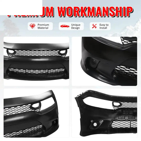 2015-2023 Dodge Charger 19 SRT Hellcat Front Bumper Cover W/Fog Lamps Unpainted Black