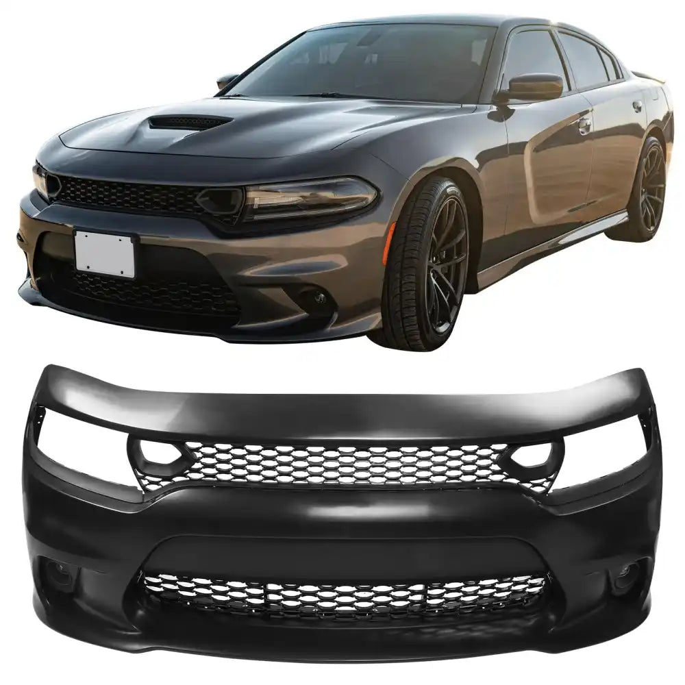 2015-2023 Dodge Charger 19 SRT Hellcat Front Bumper Cover W/Fog Lamps Unpainted Black
